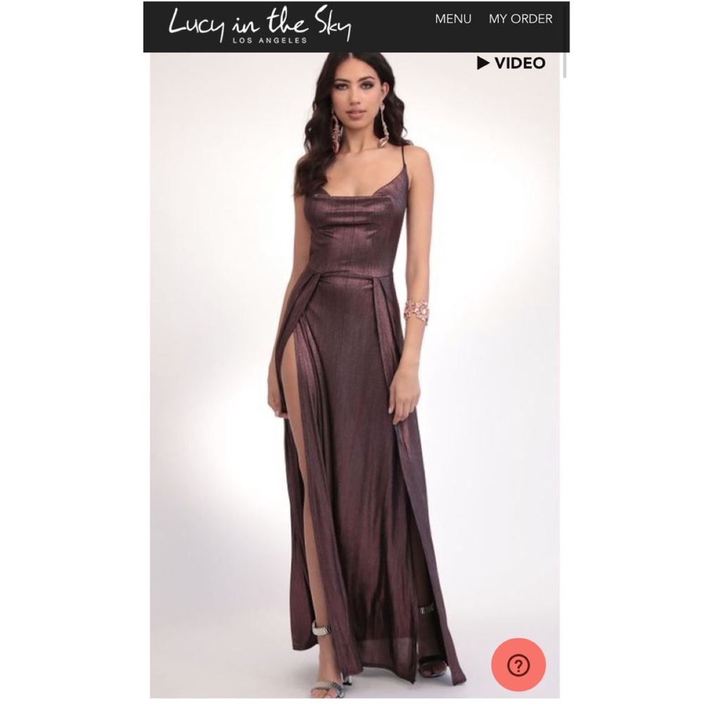Dion Metallic Maxi Dress In Deep Mauve